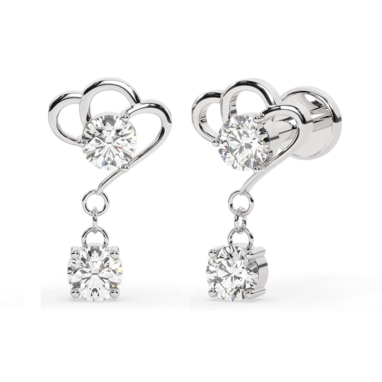 Golden Heart Drop Earrings