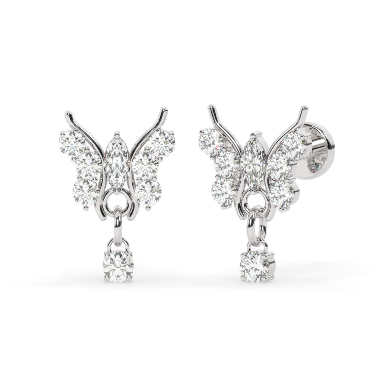 Diamond Butterfly Stud Earrings