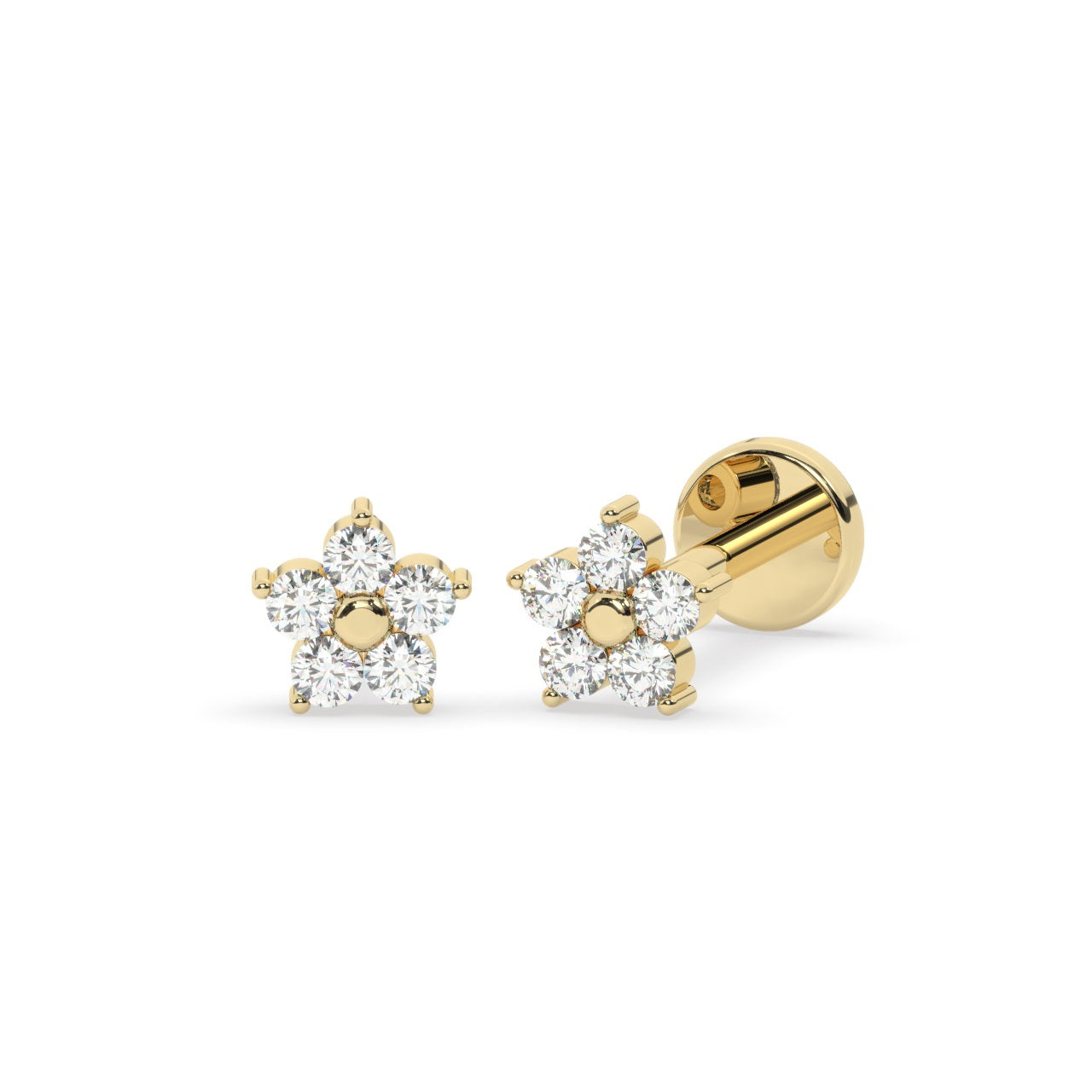 Diamond Flower Stud Earrings