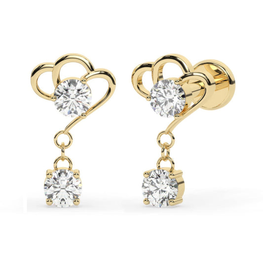 Golden Heart Drop Earrings